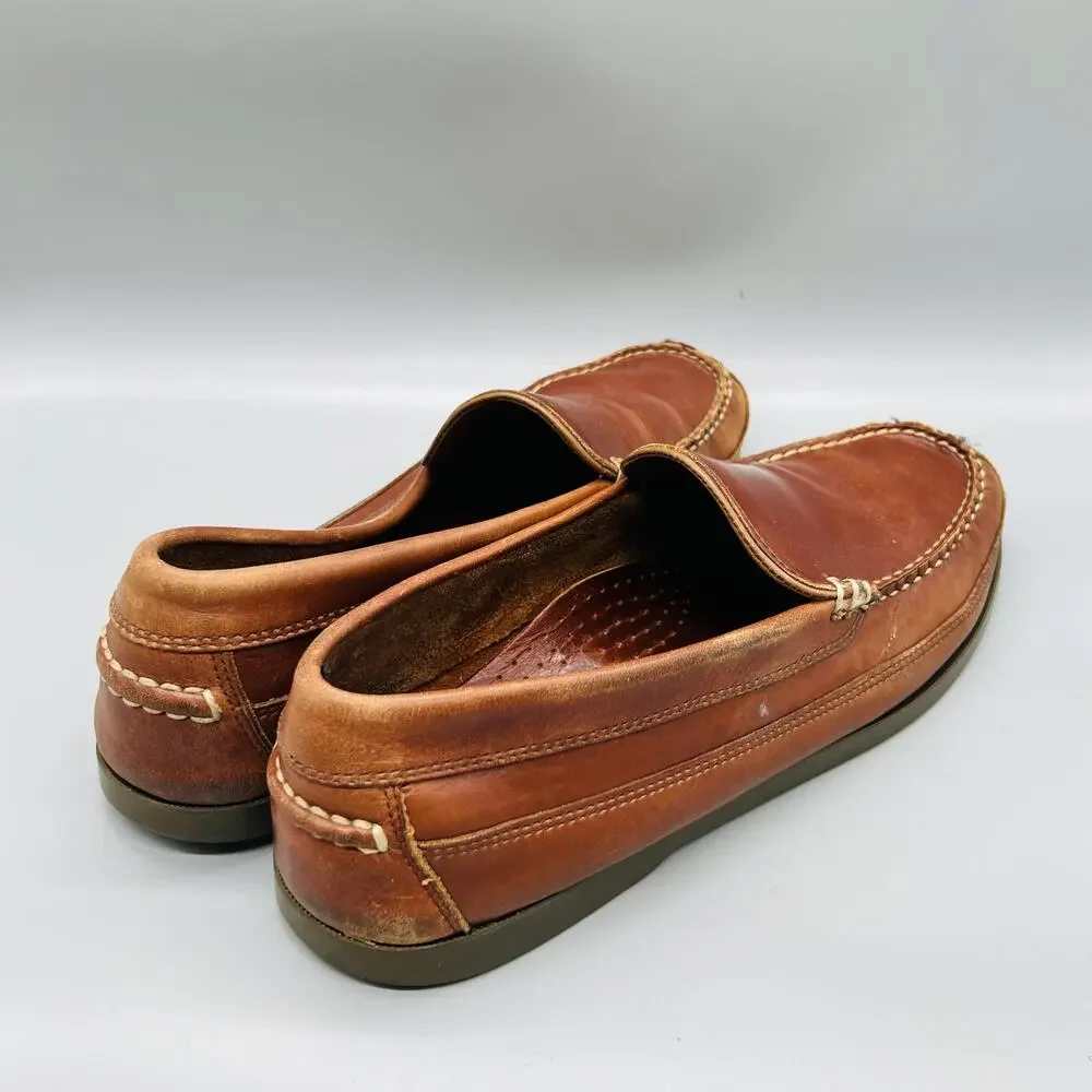 LL Bean Shoes Men 12 Brown Leather Moccasin Loafer Flats Slip On Comfort Classic